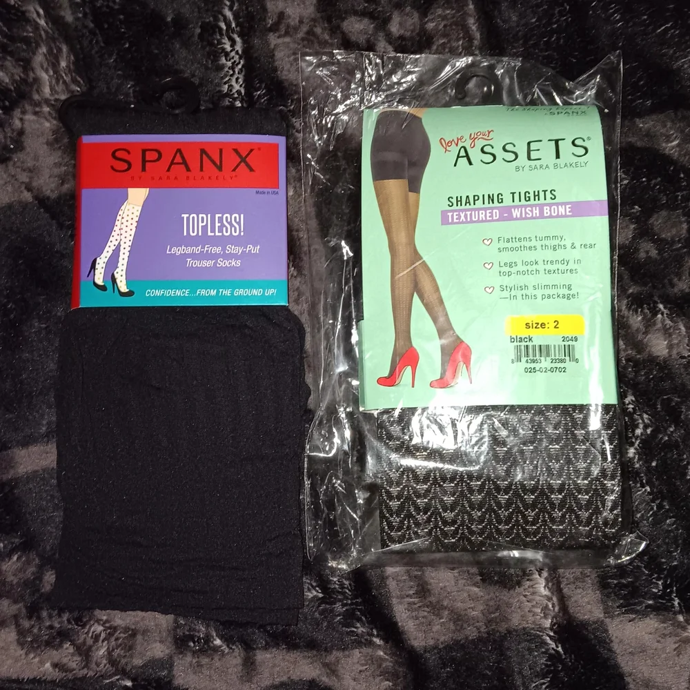 SPANX Black Topless Socks And Shaping Tights - Picture 1 of 5